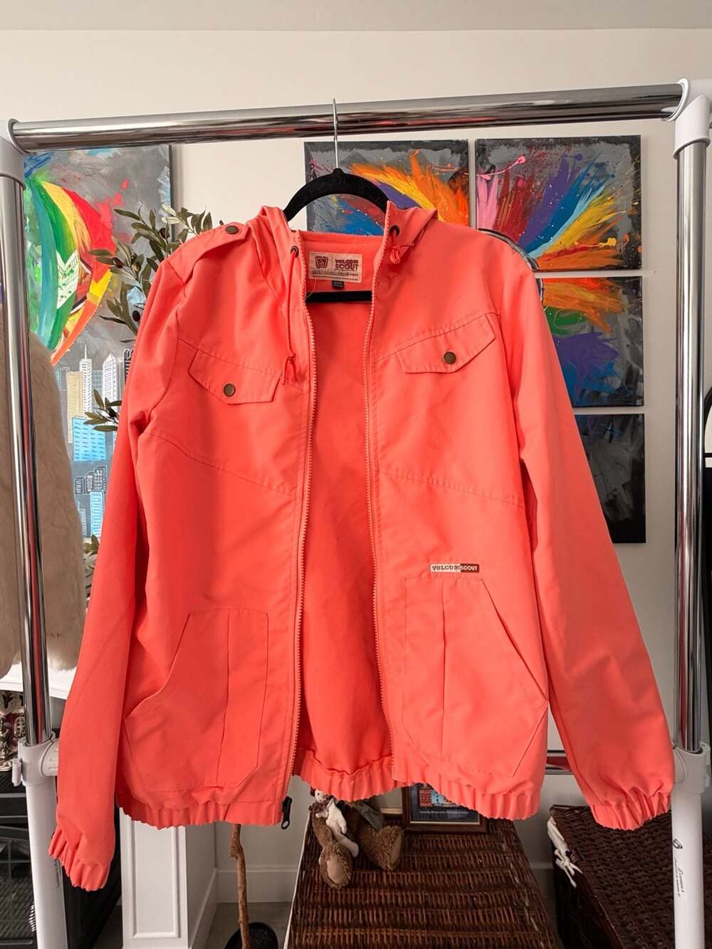 Women’s Volcom Scout Coral Jacket Hooded Lightweight Windbreaker Size M